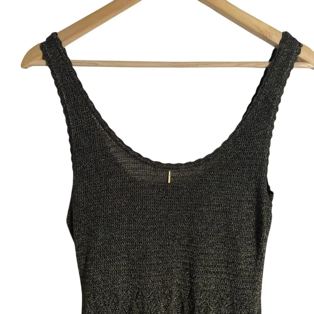 MISA Salma Gold Metallic Knit Sleeveless Scoop Neck Midi Dress Size XS - Picture 7 of 11